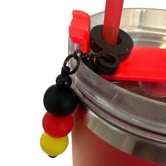 Mickey Mouse cup 4 Piece set Straw cap & charm,handle charm, bag charm Brand New - Picture 3 of 7